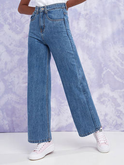 Styli - Women Blue High Rise Wide Leg Jeans