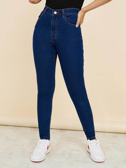 Styli - Women Navy Blue High Rise Skinny Fit Stretchable Jeans