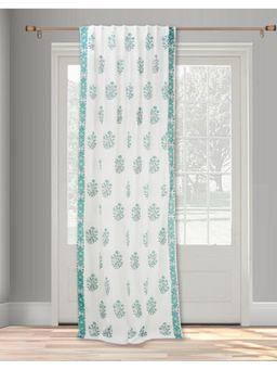 Fabindia - Teal Miran Cotton Hand Block Door Curtain