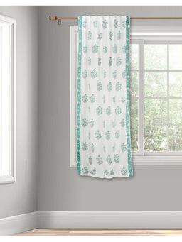 Fabindia - Teal Miran Cotton Hand Block Window Curtain (5 Feet)