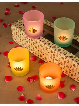 Fabindia - Ramy Glass Tea Light Candle Holder , Pack of 4