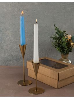 Fabindia - Golden Padma Metal Candle Holder , Pack of 2