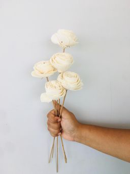Vanchai - Twist Roses Sola Flower Pack of 5 Dried Flowers, Vase Filler For Home Decor