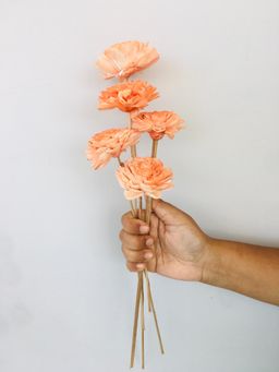 Vanchai - Ombre Peach Sola Flower Pack of 5 Dried Flowers, Vase Filler For Home Decor
