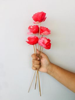 Vanchai - Ombre Pink Sola Flower Pack of 5 Dried Flowers, Vase Filler For Home Decor