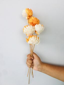 Vanchai - Ochre Sola Flower Pack of 5 Dried Flowers, Vase Filler For Home Decor