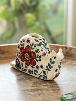 ExclusiveLane - Floral Snail' Ceramic Decorative Showpiece Figurine (Hand-Painted)