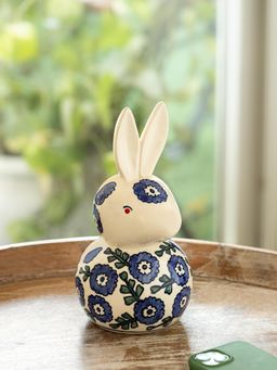 ExclusiveLane - Bunny' Ceramic Decorative Showpiece Figurine (Hand-Painted, 23.8 Cm)