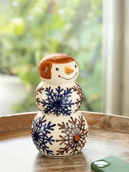 ExclusiveLane - Happy Snowman' Ceramic Decorative Showpiece Figurine (Hand-Painted)