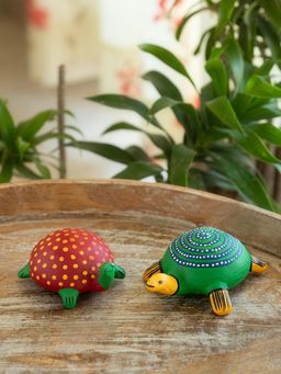 ExclusiveLane - Turtle Trail' Terracotta Decorative Showpiece Figurine (Pack of 2)