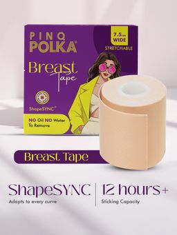 Pinq Polka - Breast Lift Tape Nude 7.5CM Wide All Cup Sizes 1Pc with Free10 Nipple Pasties Boob Body Tape