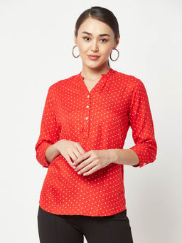 CRIMSOUNE CLUB - Women Red Polka Dot Printed Top