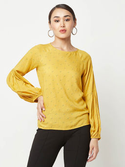CRIMSOUNE CLUB - Women Mustard Floral Top