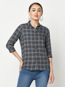 CRIMSOUNE CLUB - Women Black Checked Shirt