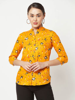 CRIMSOUNE CLUB - Women Mustard Floral Shirt