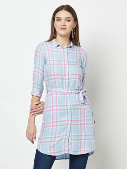 CRIMSOUNE CLUB - Women Multi-Color Longline Checked Shirt Dress (Set of 2)