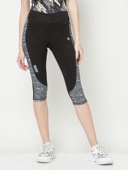 CRIMSOUNE CLUB - Women Black High Waist Capri Tights