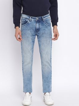 Cantabil - Solid Blue Regular Fit Denim Jeans