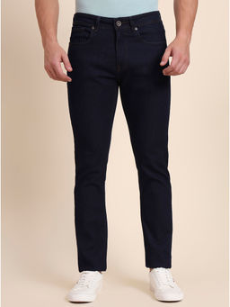 Greenfibre - Blue Cotton Blend Washed Straight Fit Jeans