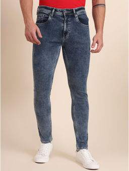 Greenfibre - Blue Cotton Stretch Washed Slim Fit Jeans