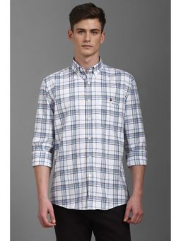 Louis Philippe - Men White Slim Fit Check Full Sleeves Casual Shirt