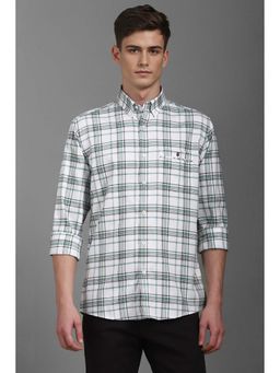 Louis Philippe - Men White Slim Fit Check Full Sleeves Casual Shirt