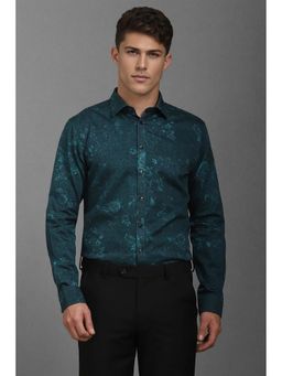 Louis Philippe - Men Green Slim Fit Floral Print Full Sleeves Casual Shirt