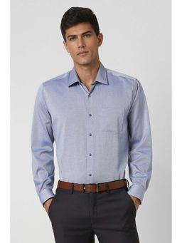 Van Heusen - Men Blue Regular Fit Textured Full Sleeves Casual Shirt