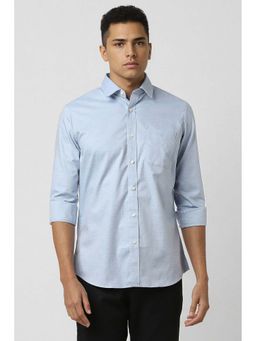 Van Heusen - Men Light Blue Slim Fit Textured Full Sleeves Casual Shirt