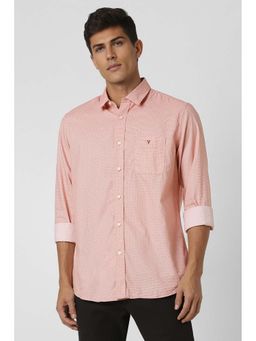 Van Heusen - Men Peach Slim Fit Printed Full Sleeves Casual Shirt