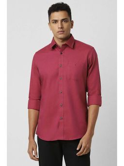 Van Heusen - Men Pink Slim Fit Textured Full Sleeves Casual Shirt