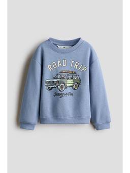 H&M - Boys Blue Printed Brushed-Inside Sweatshirt
