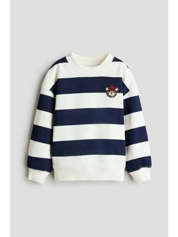 H&M - Boys Navy Blue Motif-Detail Sweatshirt