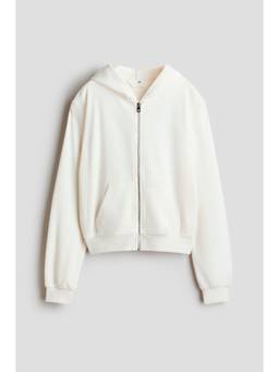 H&M - Girls White Velour Zip-Through Hoodie