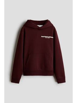 H&M - Boys Maroon Print-Motif Brushed-Inside Hoodie