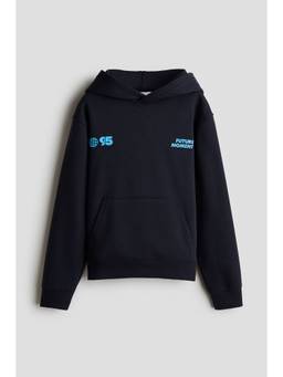 H&M - Boys Blue Print-Motif Brushed-Inside Hoodie