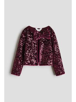 H&M - Girls Red Bow-Detail Sequined Jacket