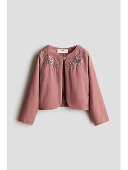 H&M - Girls Pink Embellished Velvet Jacket