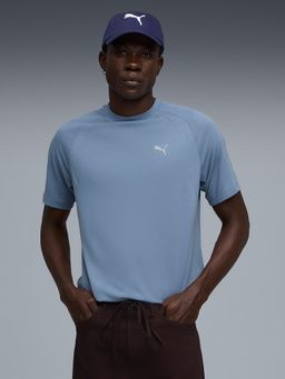 Puma - Men Blue Sweat-Wicking Solid T-shirt