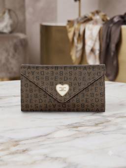 ESBEDA - Brown Color Monogram Envelope Flap Women's Wallet (Small)