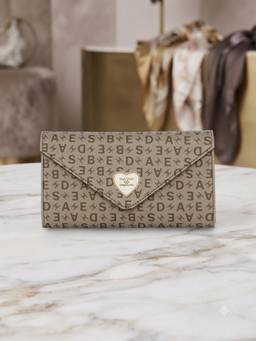 ESBEDA - Tan Color Monogram Envelope Flap Women's Wallet (Small)