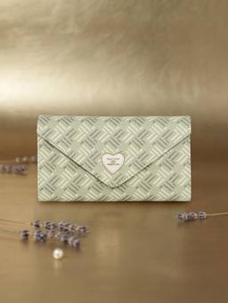 ESBEDA - Green Color Geometric Envelope Flap Wallet (Small)