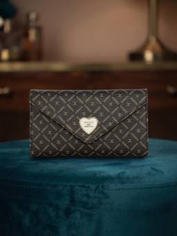ESBEDA - Brown Color Diagonal Logo Print Envelope Flap Wallet (Small)