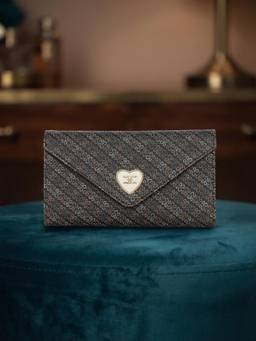 ESBEDA - Black Color Abstract Script Envelope Flap Wallet (Small)