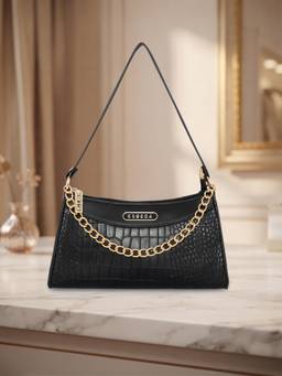 ESBEDA - Black Color Elan Chain Shoulder Bag (Medium)