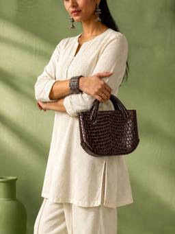 THE GUSTO - Playdate Mini Patent Croco Brown Sling Bag (Small)