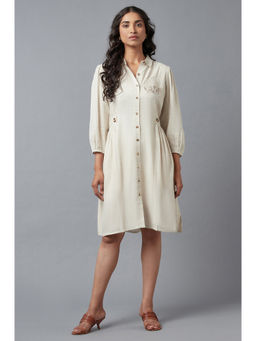 W - Beige Stripes Dress