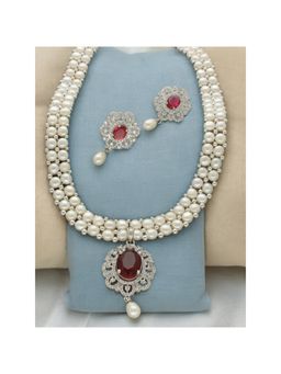 Sri Jagdamba Pearls - Ravishing Dual Line Pearl Jewellery Set