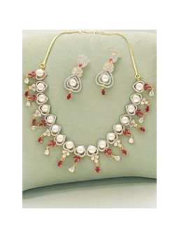 Sri Jagdamba Pearls - Cherry Red Pearl Jewellery Set