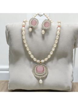 Sri Jagdamba Pearls - Pink Ehan Pearl Necklace with Pair Of Earrings